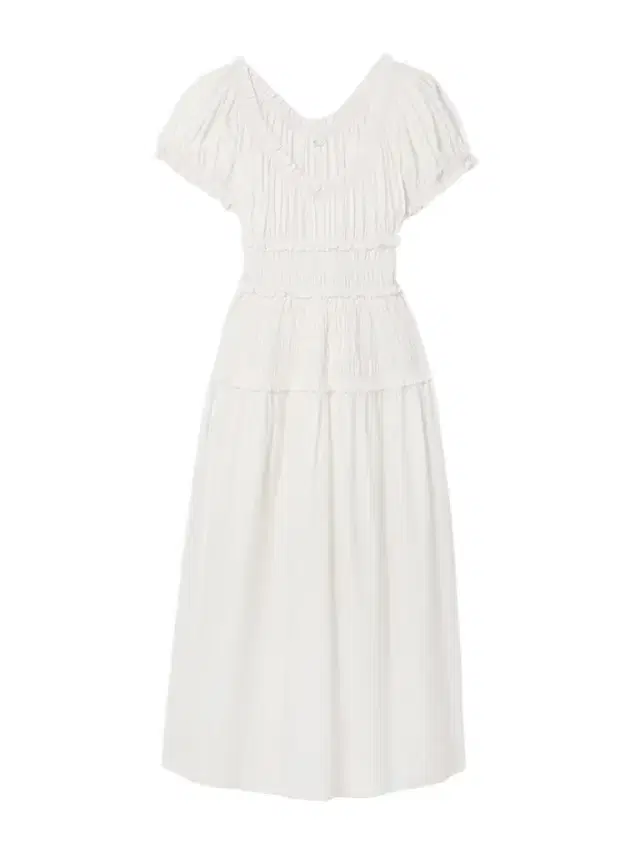 Leanne Shirred Organic Cotton-poplin Midi Dress