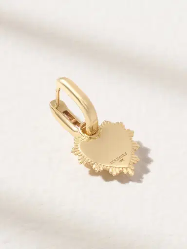Foundrae Heart Pave Initial Petite Baguette Fob 18-karat Gold Diamond Single arring | Thumbnail 3 Foundrae Heart Pave Initial Petite Baguette Fob 18-karat Gold Diamond Single arring | Thumbnail 3