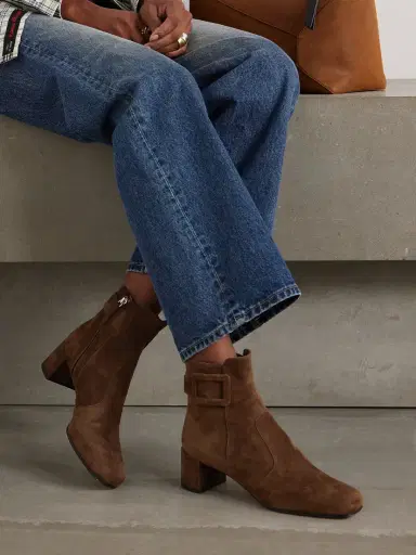 Roger Vivier Tres Vivier Polly 45 Buckled Suede Ankle Boots | Thumbnail 2