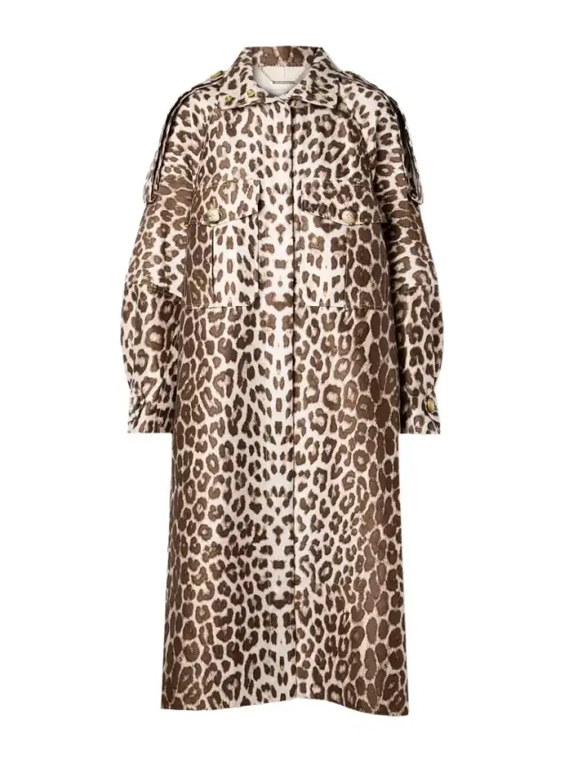 Illustration Leopard-print Wool And Silk-blend Twill Coat