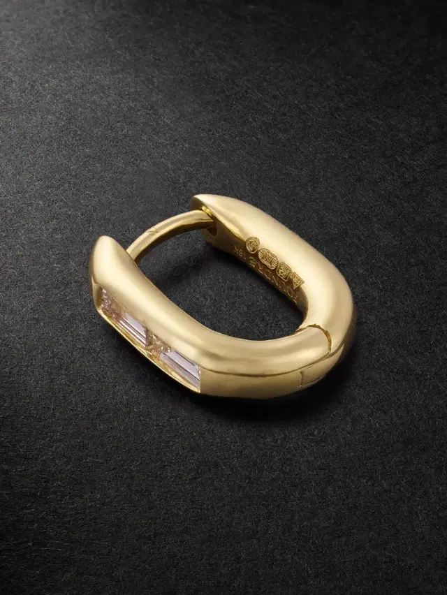Fob Petite 18-Karat Gold Diamond Single Hoop Earring - Men