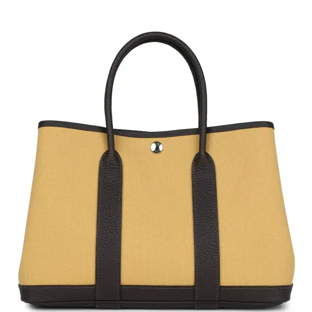 hermes Hermes Garden Party 30 Paille Toile Militaire Canvas and Ebene Negonda Palladium Hardware