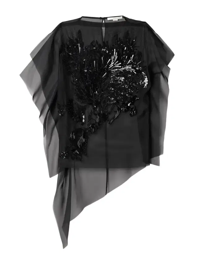 Asymmetric Embellished Organza Top