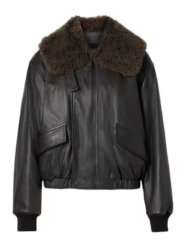 Faux Shearling-trimmed Leather Bomber Jacket