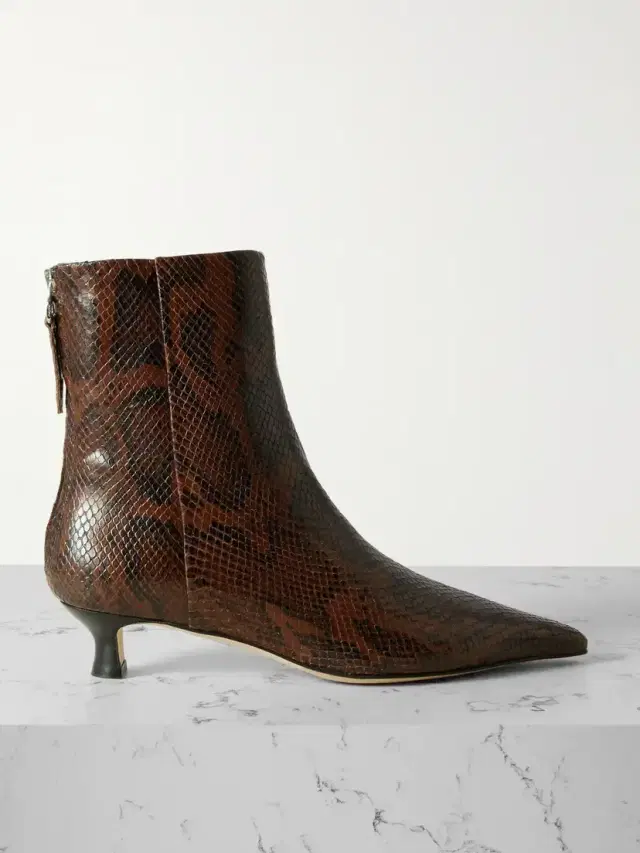 Zoe Snake-effect Leather Point-toe Ankle Boots