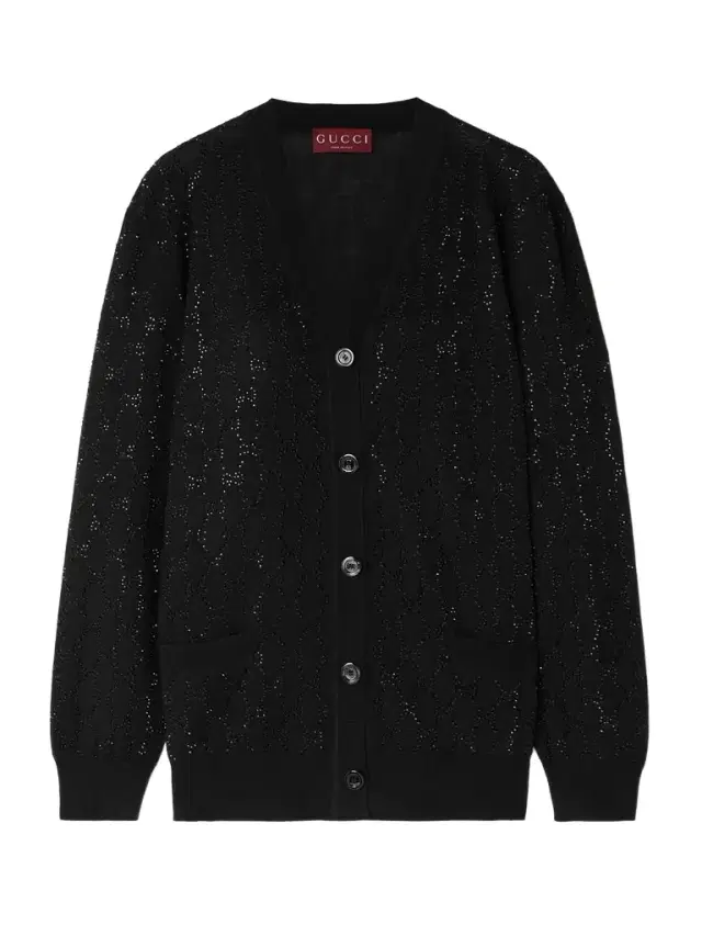 Crystal-embellished Wool Cardigan