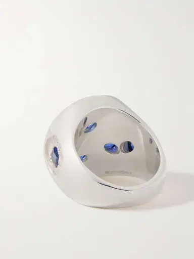 Bleue Burnham Chloroplast Recycled Silver And Laboratory-grown Sapphire Ring | Thumbnail 3 Bleue Burnham Chloroplast Recycled Silver And Laboratory-grown Sapphire Ring | Thumbnail 3