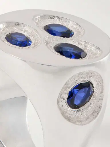 Bleue Burnham Chloroplast Recycled Silver And Laboratory-grown Sapphire Ring | Thumbnail 4 Bleue Burnham Chloroplast Recycled Silver And Laboratory-grown Sapphire Ring | Thumbnail 4