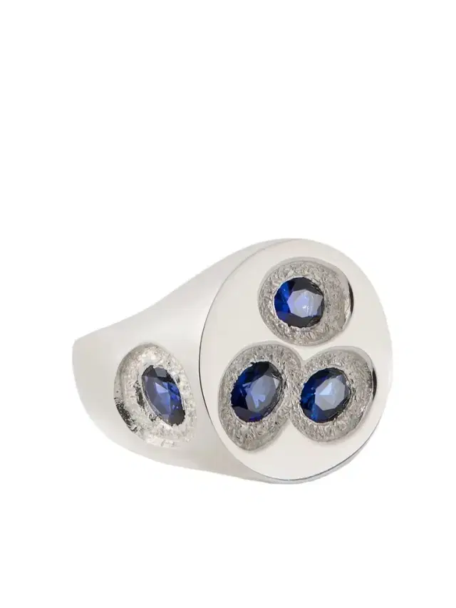 Chloroplast Recycled Silver And Laboratory-grown Sapphire Ring