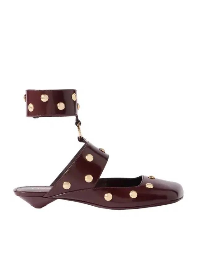 Jade Studded Leather Mules