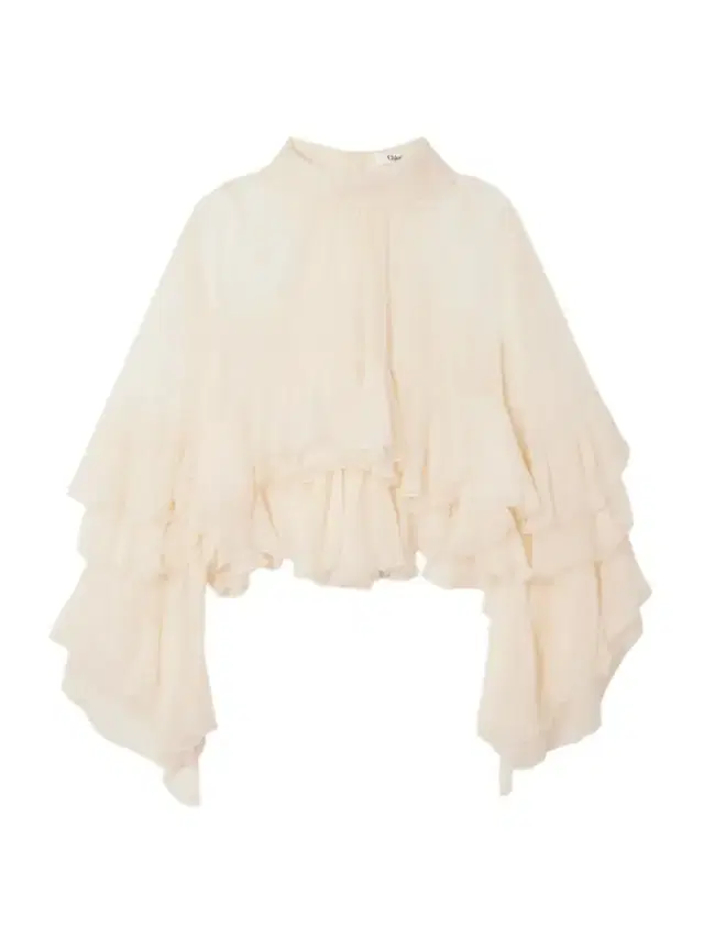 Ruffled Tiered Silk-mousseline Turtleneck Blouse