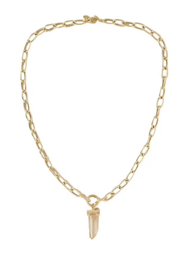 Jumbo 14-karat Gold, Quartz And Diamond Necklace