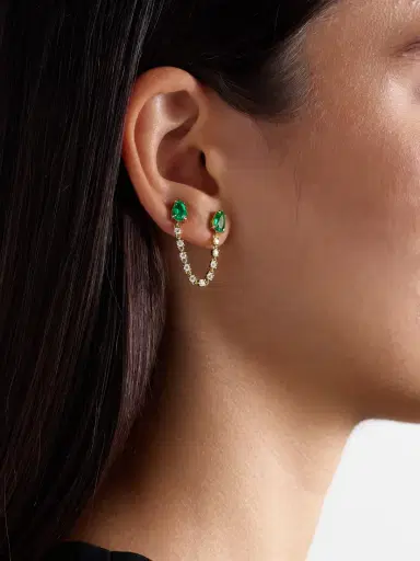 Anita Ko Loop 18-karat Gold, Emerald And Diamond Single Earring | Thumbnail 2