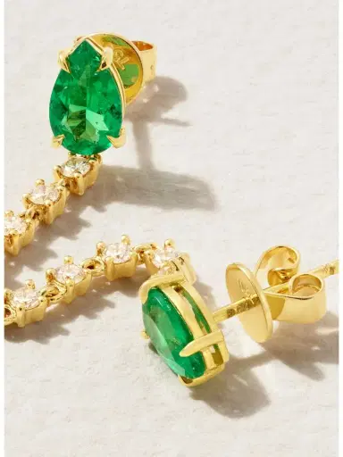 Anita Ko Loop 18-karat Gold, Emerald And Diamond Single Earring | Thumbnail 3
