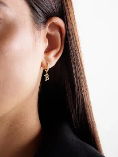 Anita Ko Initial Huggie 18-karat Gold Diamond Single Earring | Thumbnail 2