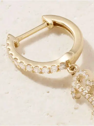 Anita Ko Initial Huggie 18-karat Gold Diamond Single Earring | Thumbnail 3