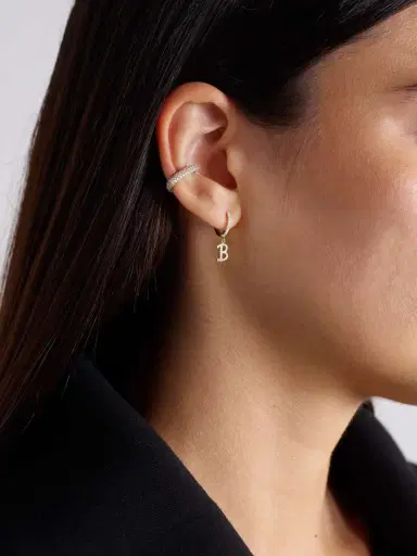 Anita Ko Initial Huggie 18-karat Gold Diamond Single Earring | Thumbnail 4