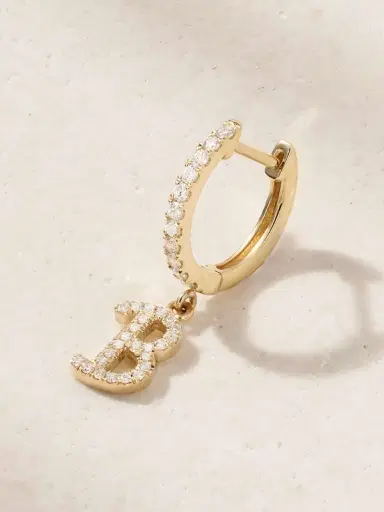 Anita Ko Initial Huggie 18-karat Gold Diamond Single Earring | Thumbnail 5