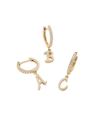 Anita Ko Initial Huggie 18-karat Gold Diamond Single Earring | Thumbnail 1