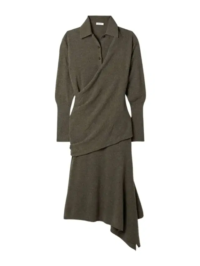 Draped Wrap-effect Wool And Cashmere-blend Midi Dress