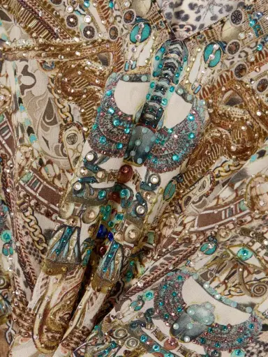 Camilla The Throne Room Crystal-embellished Fringed Printed Silk Kaftan - Beachwear One Size | Thumbnail 4