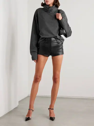 Norma Kamali Leather-like Shorts | Thumbnail 2 Norma Kamali Leather-like Shorts | Thumbnail 2