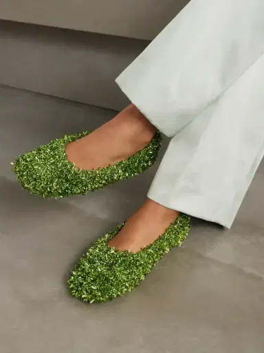 Dries Van Noten Tinsel-embellished Leather Ballet Flats | Thumbnail 2