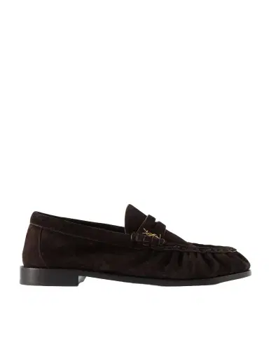 Saint Laurent Le Loafer Logo-embellished Suede Loafers | Thumbnail 1 Saint Laurent Le Loafer Logo-embellished Suede Loafers | Thumbnail 1