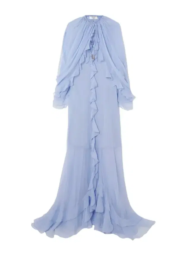 Cape-effect Open-back Ruffled Silk-crepon Gown