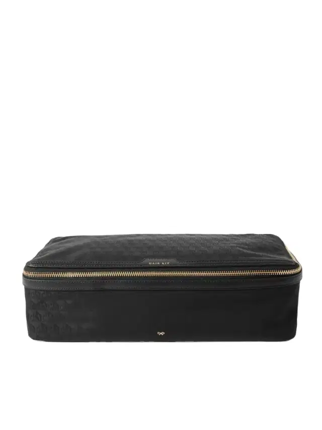 Anya Hindmarch Hair Kit Leather-trimmed Nylon-jacquard Cosmetic Case