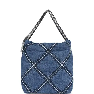 Chanel Chanel Mini 22 Bag Blue Stitched Denim Silver Hardware | Thumbnail 6
