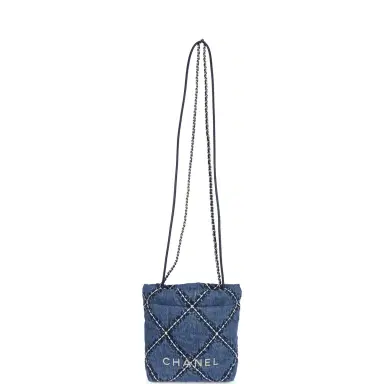 Chanel Chanel Mini 22 Bag Blue Stitched Denim Silver Hardware | Thumbnail 7