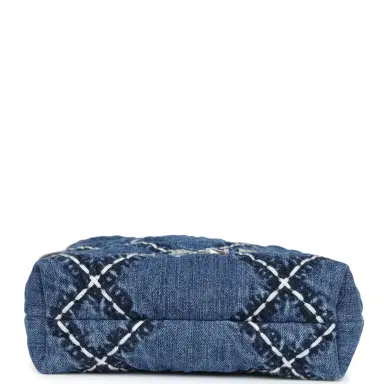 Chanel Chanel Mini 22 Bag Blue Stitched Denim Silver Hardware | Thumbnail 8