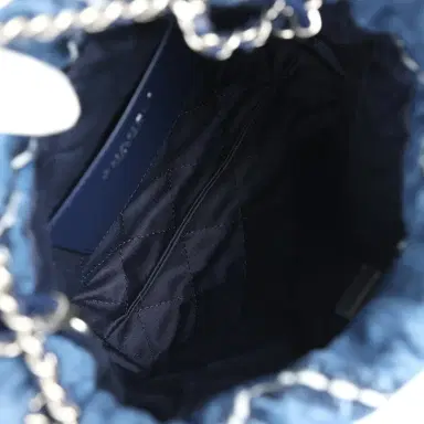 Chanel Chanel Mini 22 Bag Blue Stitched Denim Silver Hardware | Thumbnail 9