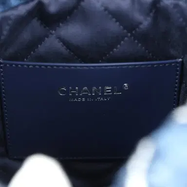 Chanel Chanel Mini 22 Bag Blue Stitched Denim Silver Hardware | Thumbnail 10