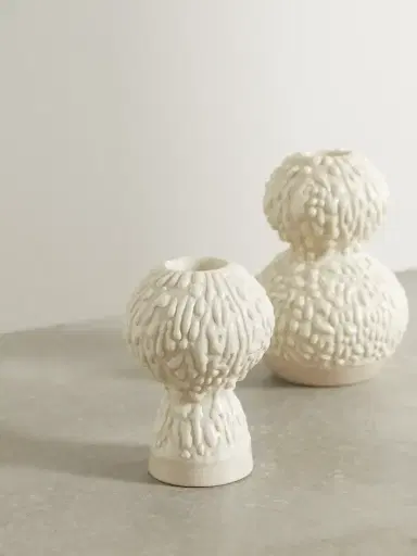 MARLOE MARLOE + Net Sustain Set Of Two Glazed Ceramic Candlestick Holders | Thumbnail 1