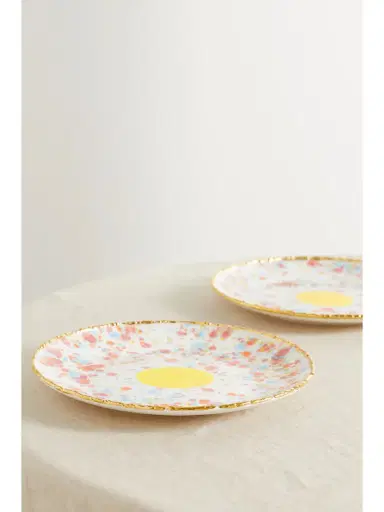 CORALLA MAIURI Piazza Del Popolo Set Of Two Gold-plated Porcelain Dessert Plates | Thumbnail 3 CORALLA MAIURI Piazza Del Popolo Set Of Two Gold-plated Porcelain Dessert Plates | Thumbnail 3