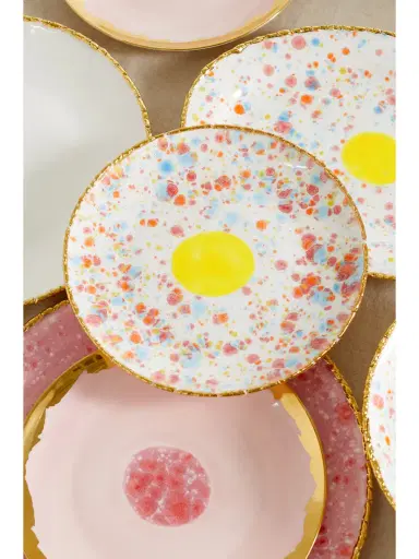 CORALLA MAIURI Piazza Del Popolo Set Of Two Gold-plated Porcelain Dessert Plates | Thumbnail 5 CORALLA MAIURI Piazza Del Popolo Set Of Two Gold-plated Porcelain Dessert Plates | Thumbnail 5