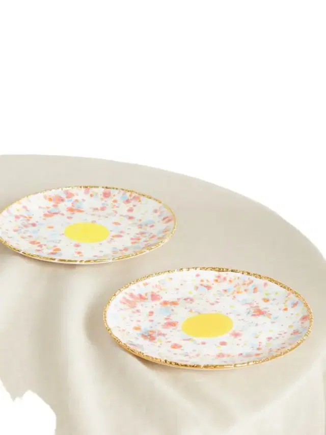 Piazza Del Popolo Set Of Two Gold-plated Porcelain Dessert Plates