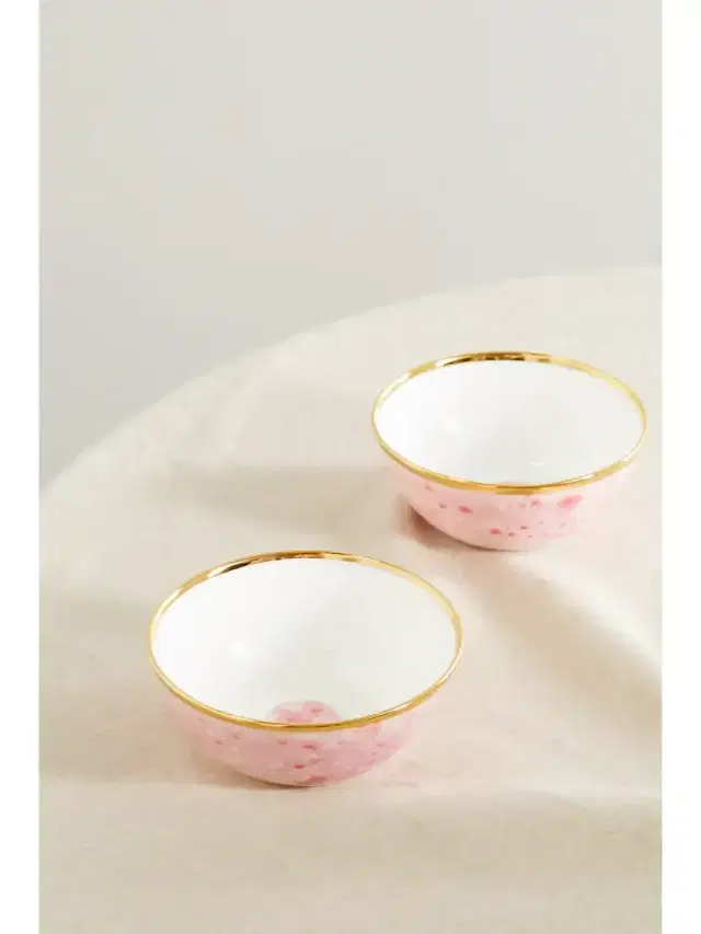 Piazza Del Popolo Set Of Two Gold-plated Porcelain Fruit Bowls