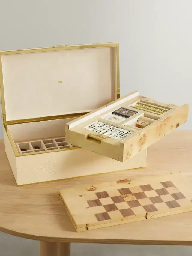 Shagreen, Wood And Brass Game Set