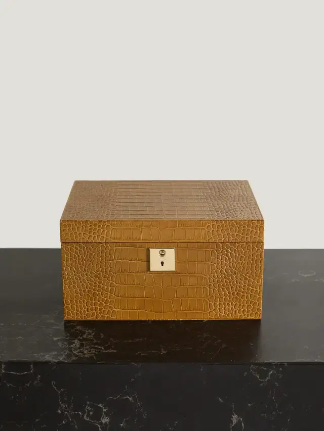 Mara Croc-effect Leather Jewellery Box