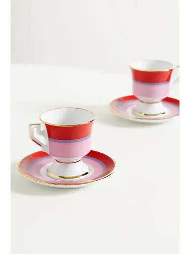 La DoubleJ Set Of Two Gold-plated Porcelain Espresso Cups And Saucers | Thumbnail 3 La DoubleJ Set Of Two Gold-plated Porcelain Espresso Cups And Saucers | Thumbnail 3