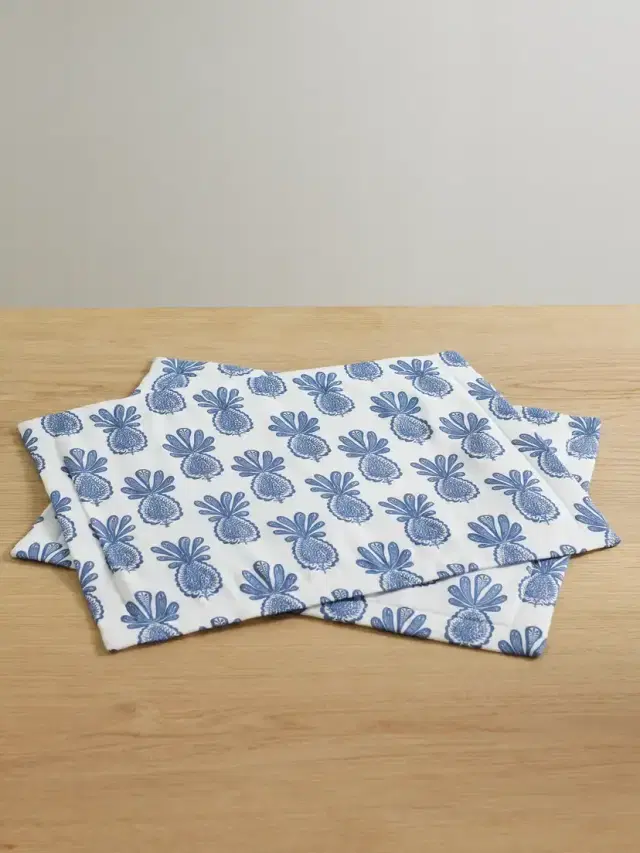 Set Of Two Printed Linen Placemats