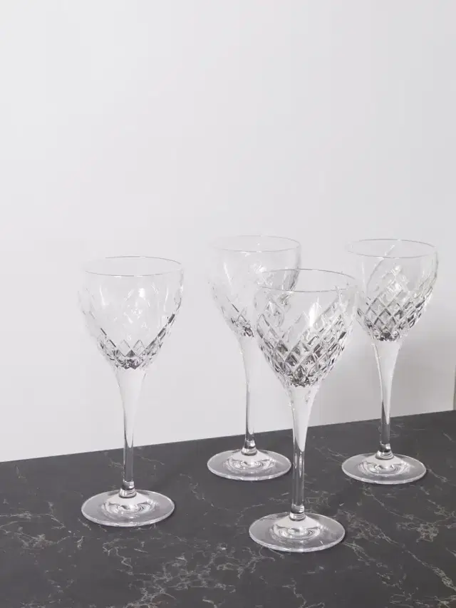 Barwell Set Of Four Cut Crystal White Wine Glasses