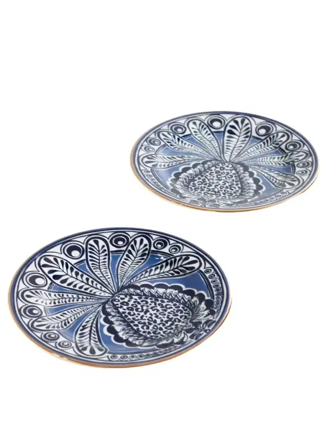 La DoubleJ Set Of Two Gold-plated Porcelain Dessert Plates