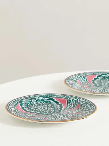 La DoubleJ Set Of Two Gold-plated Porcelain Dessert Plates | Thumbnail 3