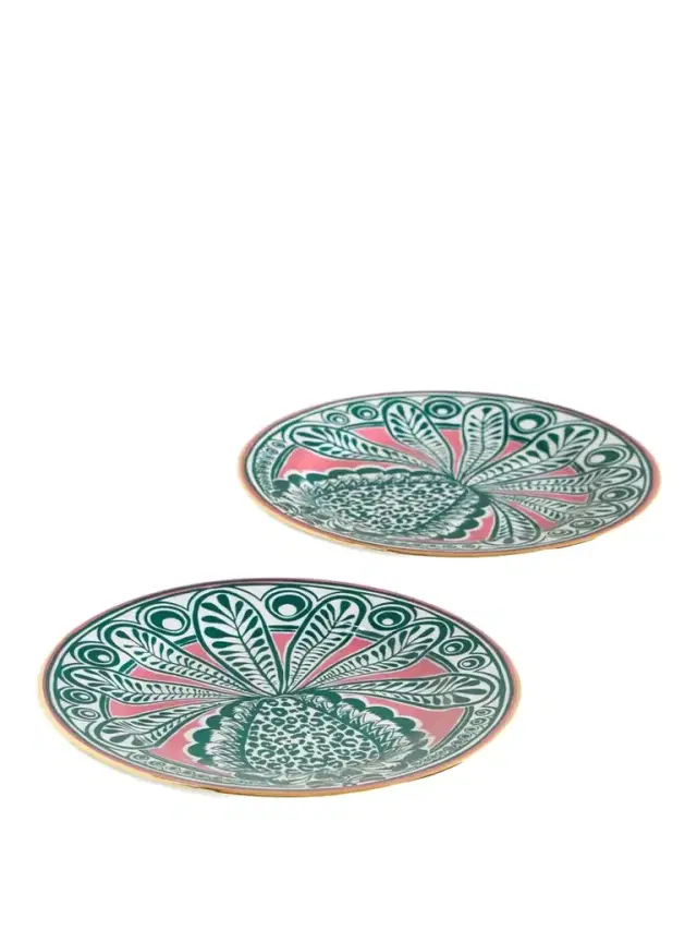 La DoubleJ Set Of Two Gold-plated Porcelain Dessert Plates