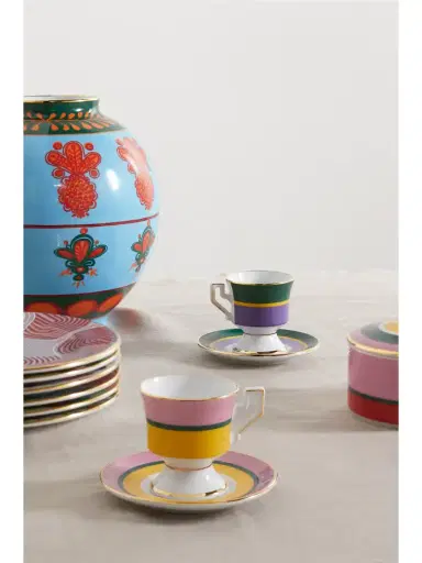 La DoubleJ Set Of Four Gold-plated Porcelain Espresso Cups And Saucers | Thumbnail 2 La DoubleJ Set Of Four Gold-plated Porcelain Espresso Cups And Saucers | Thumbnail 2
