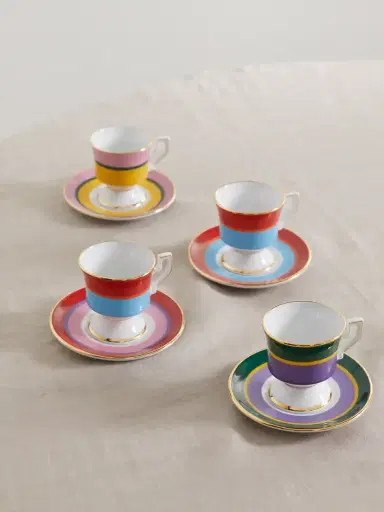 La DoubleJ Set Of Four Gold-plated Porcelain Espresso Cups And Saucers | Thumbnail 1 La DoubleJ Set Of Four Gold-plated Porcelain Espresso Cups And Saucers | Thumbnail 1
